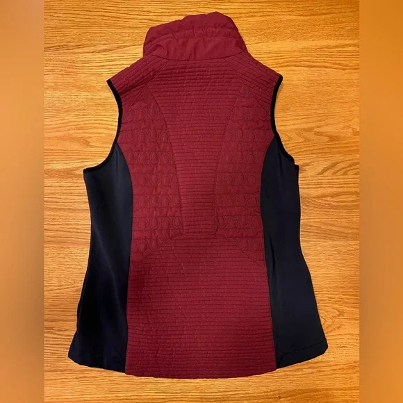 KERRITS On Track Quilted Vest Women’s Medium Maroon/Black Equestrian Full Zip - Picture 2 of 7